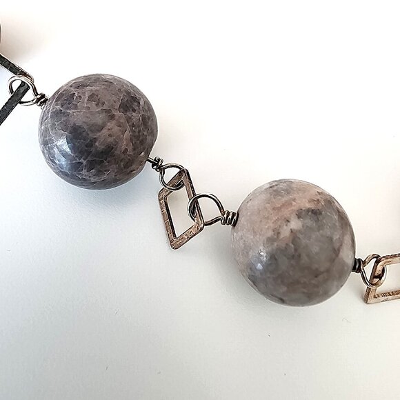 925 silver & Rhodonite bead necklace - Picture 4 of 11